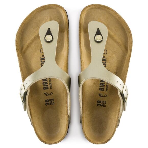 NWOB Birkenstock Women's Gold Gold Gizeh Birko-Flor Sandal Size 7 - Picture 2 of 7